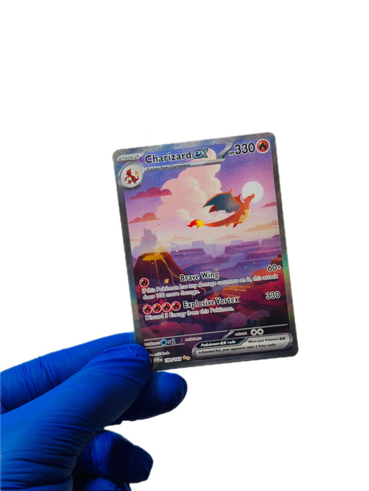 Charizard EX single card from BlueGloveTCG, featuring vibrant artwork with white spot details on a Pokémon trading card.