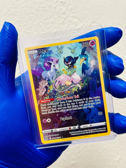 BlueGloveTCG Mew GG 10 full art Pokémon single card featuring vibrant artwork on a collectible trading card.