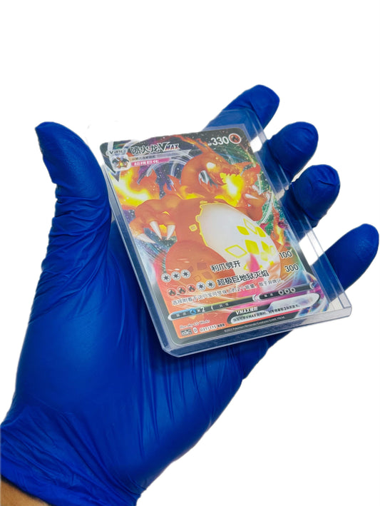 Charizard Vmax Pokémon trading card by BlueGloveTCG featuring a fiery, dynamic illustration of the Charizard Vmax character.