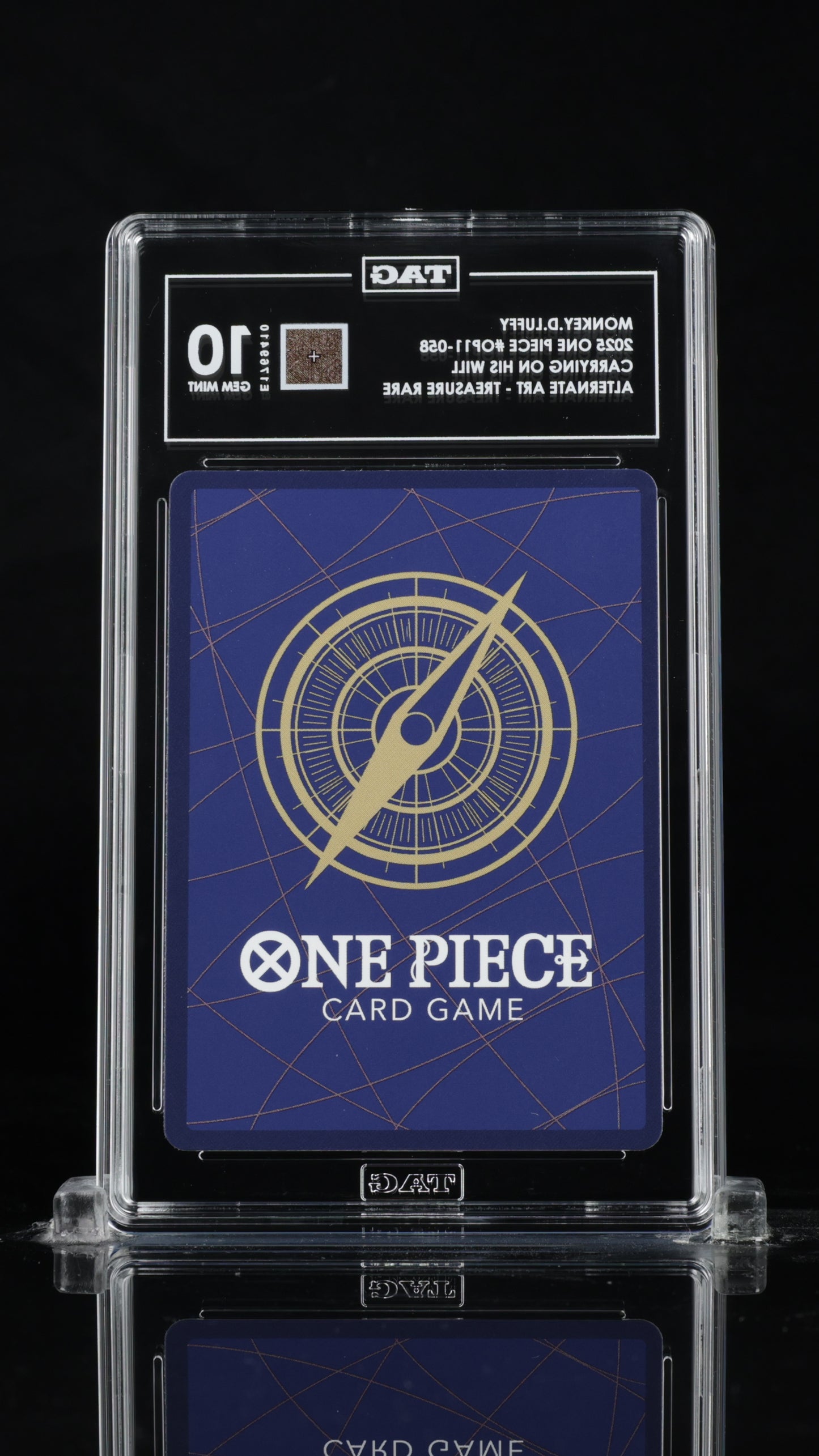 MONKEY.D.LUFFY
2025 ONE PIECE #OP11-058
CARRYING ON HIS WILL
ALTERNATE ART - TREASURE RARE TAG 10