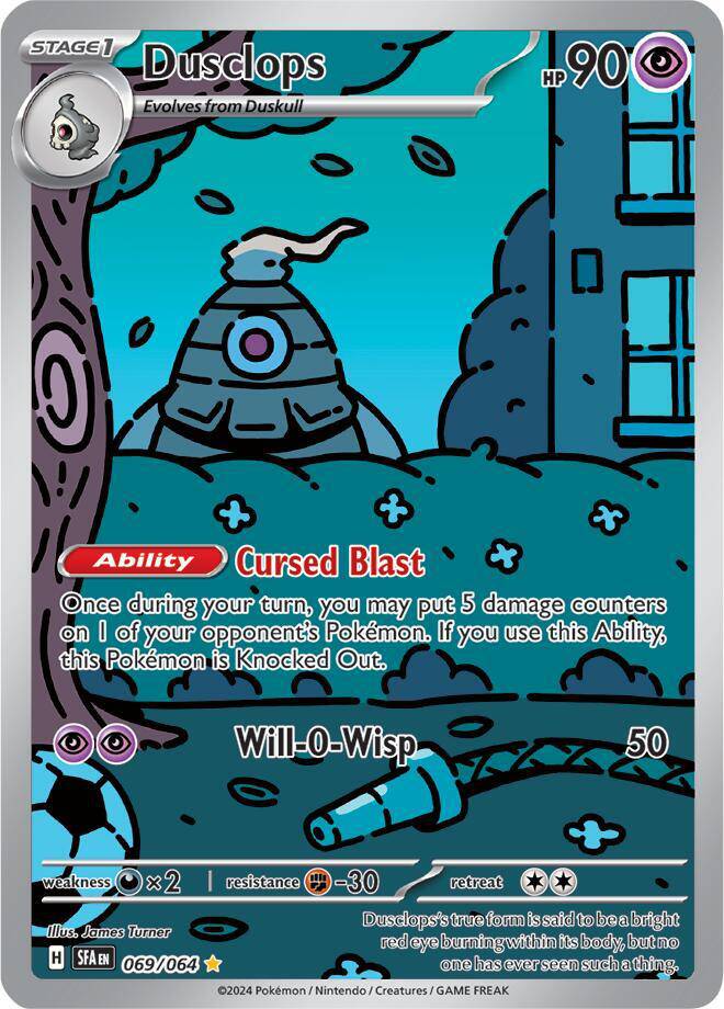 Dusclops Pokémon TCG card from Shrouded Fable set, featuring Dusclops with dark, ghostly artwork and card details.