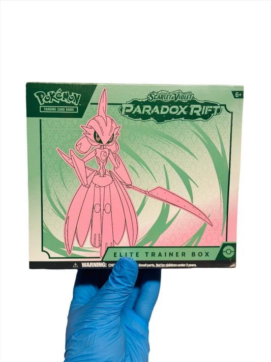 BlueGloveTCG Paradox Rift ETB Bundle with collectible card game accessories and booster packs displayed inside the packaging.