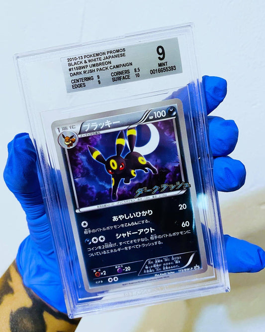 Umbreon Dark Rush Pack Campaign card from Beckett 9 MT, featuring detailed artwork of the Eevee evolvement in a dark theme.