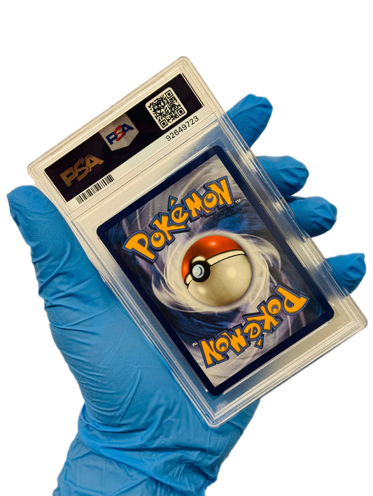 BlueGloveTCG Pretend Comedian Pikachu PSA 10 single trading card featuring Pikachu in a playful pose.