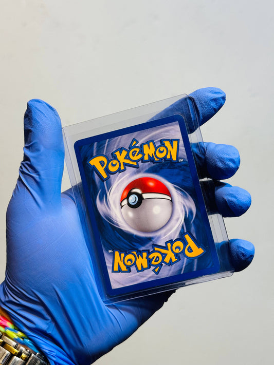 First Edition Dark Weezing Pokémon card from BlueGloveTCG, featuring artwork of a dark purple Weezing single card.
