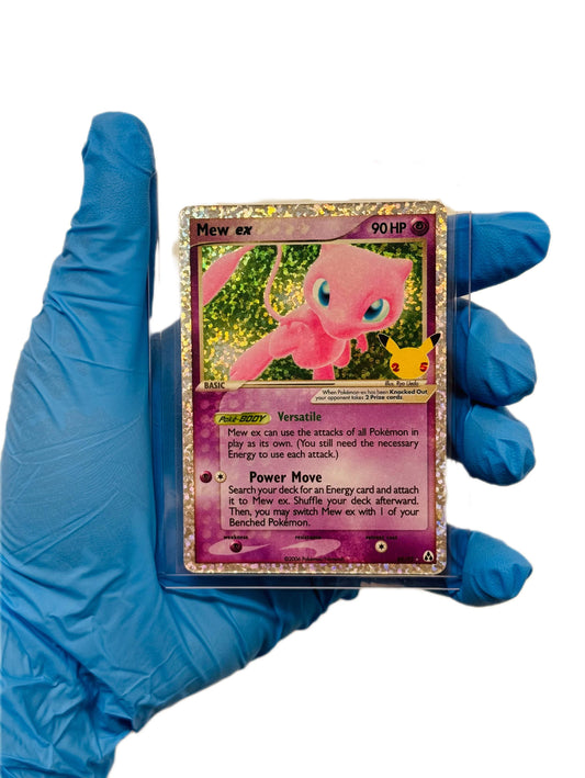 BlueGloveTCG Mew Ex Holo single trading card with holographic artwork and detailed design on a white background.