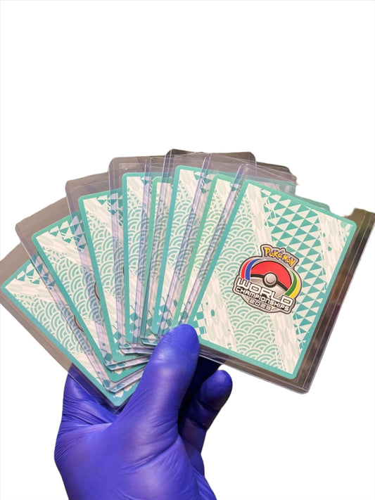 BlueGloveTCG Mew Vmax 2023 World Championships Pokémon card, single card featuring vibrant artwork and game details.