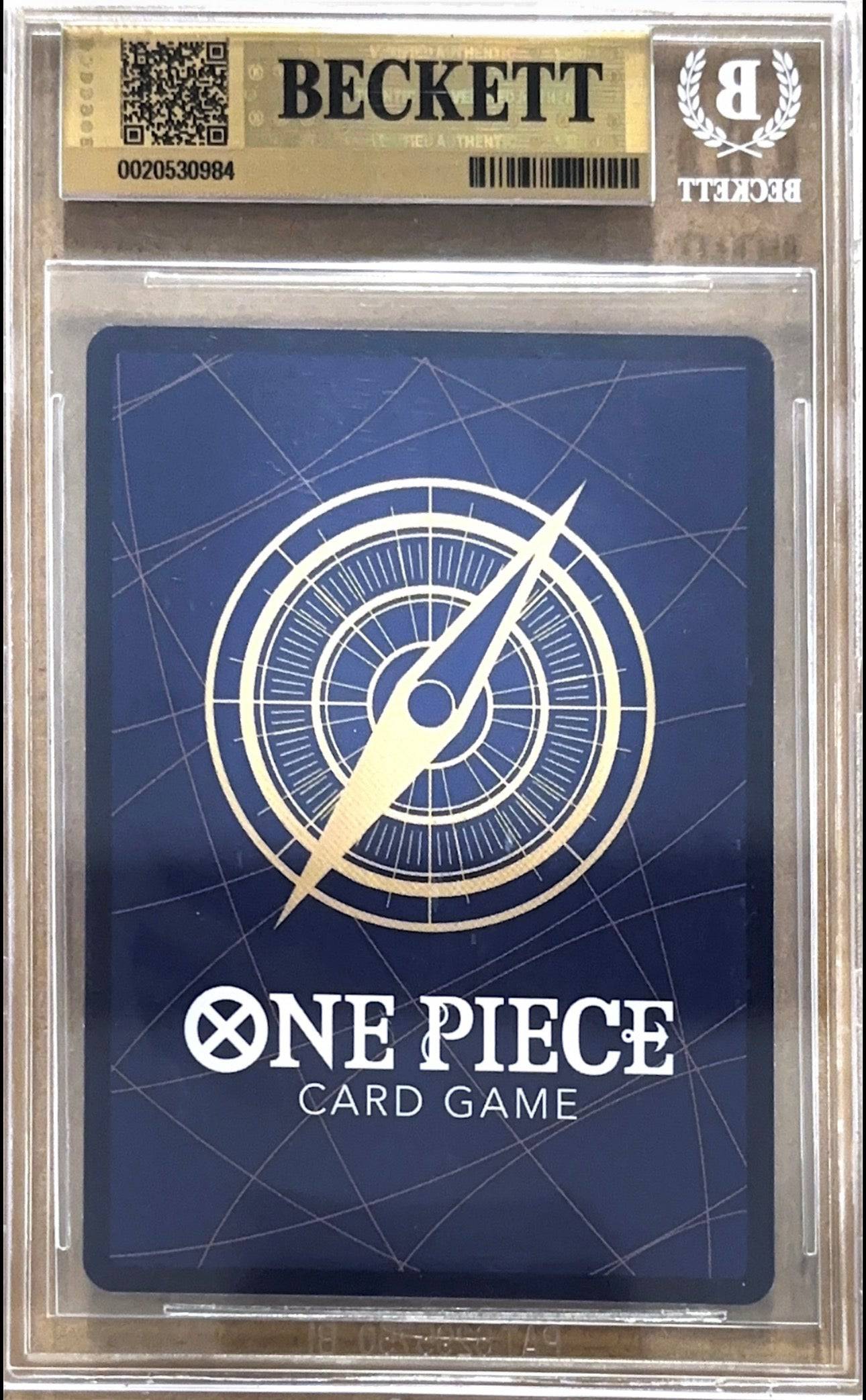 Full image of BlueGloveTCG 2026 One Piece OP16 The Time of Battle Portgas D. Ace SP single graded card BGS 10, front view.
