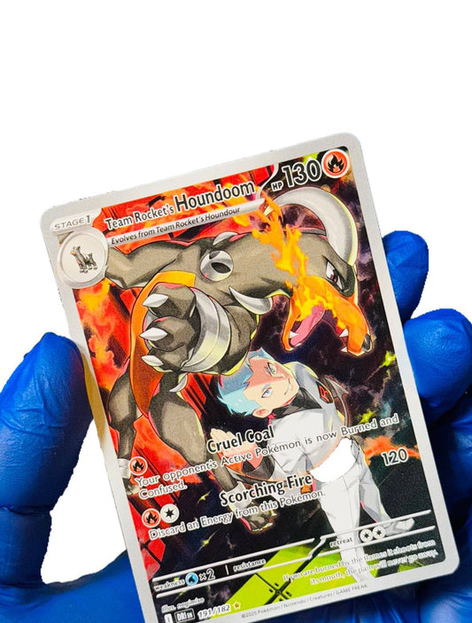 Full image of BlueGloveTCG Team Rocket Houndoom IR 191/182 Pokémon single trading card showing artwork and details.