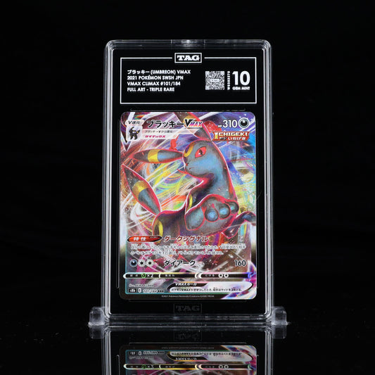 Umbreon Vmax Climax TAG 10 single card from BlueGloveTCG, featuring detailed artwork of the Pokémon Vmax in a dynamic pose.