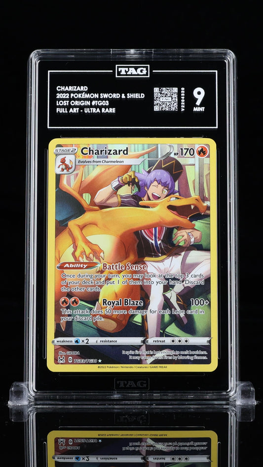 Charizard TG 03 TAG 9 Pokémon trading card from BlueGloveTCG, featuring detailed artwork and holographic finish.