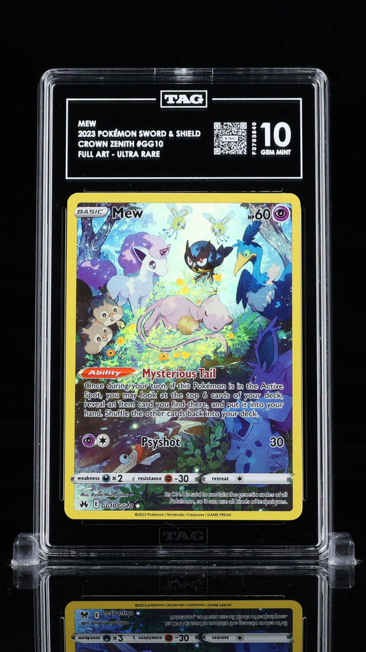 BlueGloveTCG Mew GG 10 TAG single trading card, featuring detailed artwork of the Pokémon Mew in vibrant colors.
