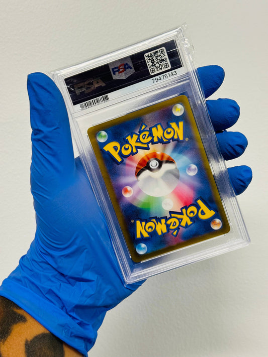 Radiant Charizard PSA 10 Japanese Pokémon trading card from BlueGloveTCG, showing vibrant artwork and high-grade condition.