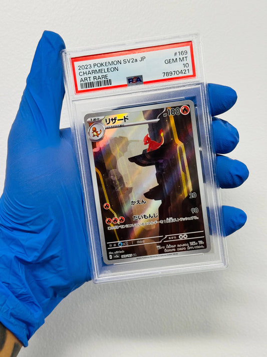 Charmeleon AR Full Art PSA 10 Pokémon trading card from BlueGloveTCG, featuring vivid artwork and detailed design.