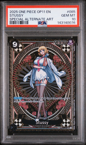 2025 ONE PIECE OP11 EN
STUSSY
SPECIAL ALTERNATE ART PSA 10