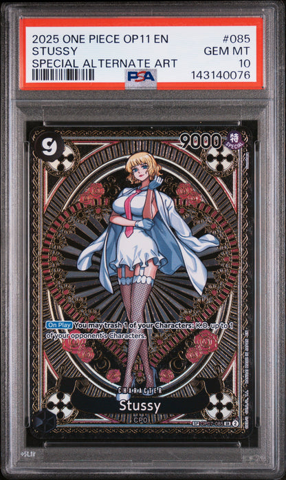 2025 ONE PIECE OP11 EN
STUSSY
SPECIAL ALTERNATE ART PSA 10