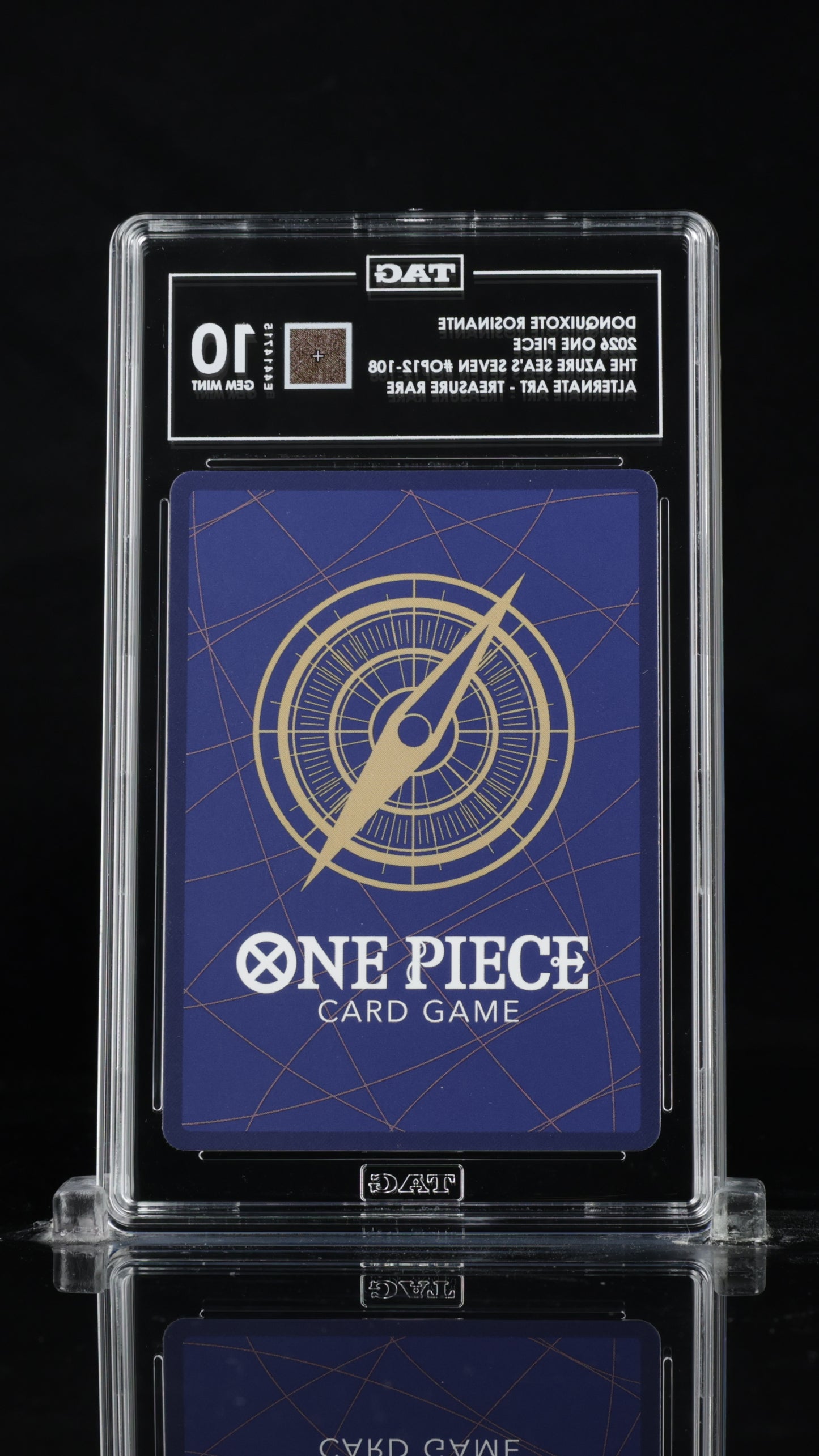 DONQUIXOTE ROSINANTE
2026 ONE PIECE
THE AZURE SEA'S SEVEN #OP12-108
ALTERNATE ART - TREASURE RARE TAG 10