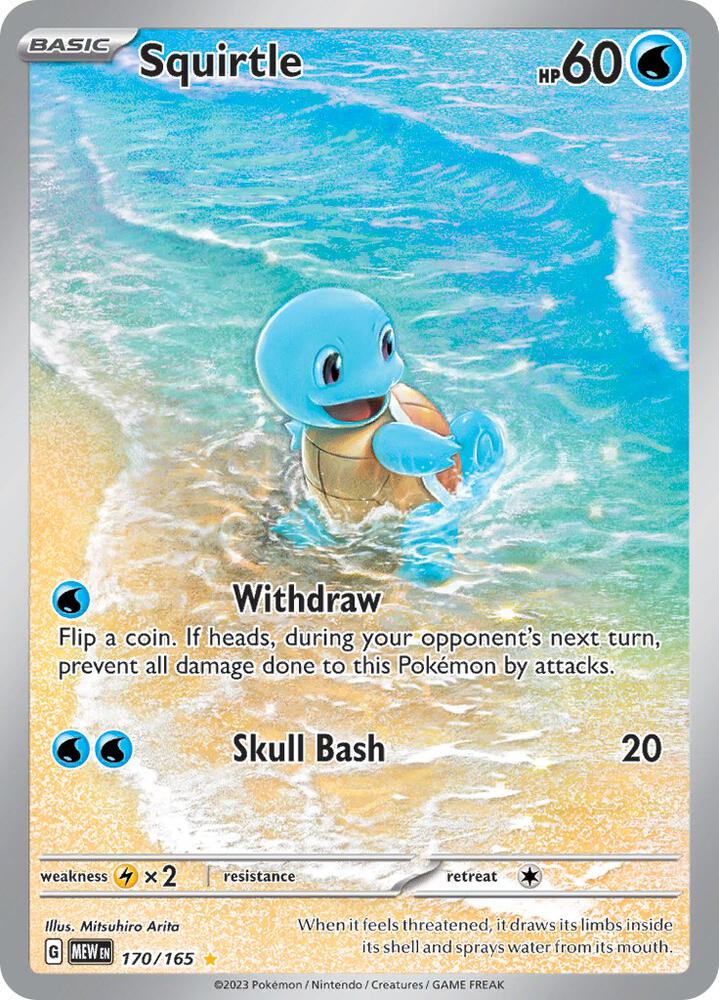 Squirtle Pokémon TCG card from Scarlet & Violet series, featuring artwork and card details.