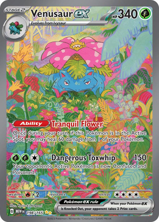 Venusaur ex Pokémon TCG card from Scarlet & Violet 151 series, featuring detailed artwork of the Grass-type Pokémon.