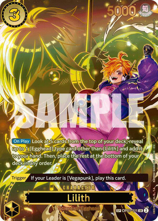 Bandai One Piece Card Game Lilith - OP07-111 card featuring detailed character artwork, collectible game card for fans and players.