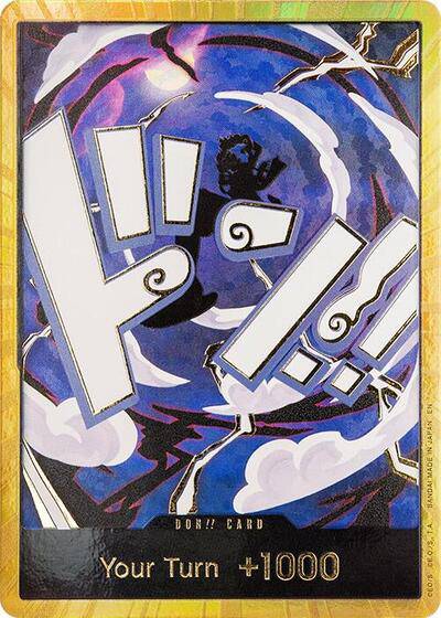 Gold DON!! Card featuring GEAR5 Luffy from One Piece TCG by BlueGloveTCG, with vibrant artwork and detailed design.