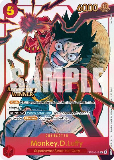 Monkey.D.Luffy - ST01-012 (3rd Anniversary Winner) - One Piece Promotion Cards - ST01-012