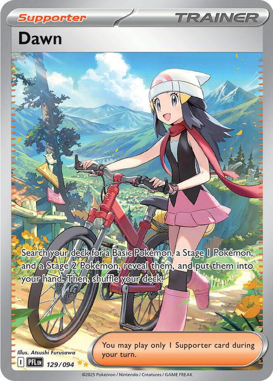 Pokémon TCG Dawn 129/094 Phantasmal Flames card featuring fiery artwork with Pokémon character and vibrant flames.