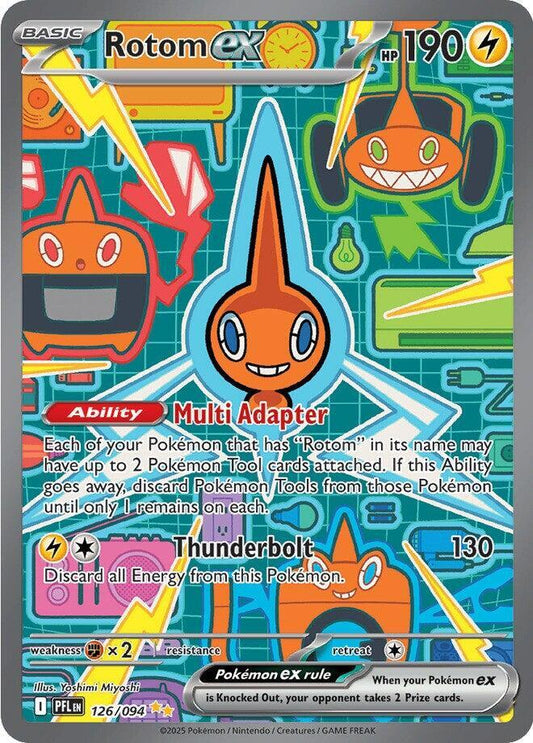 Rotom ex Pokémon TCG card from Phantasmal Flames set, featuring detailed artwork of the Electric Ghost Pokémon.