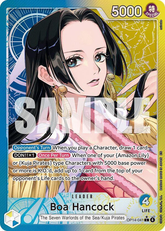 One Piece Card Game Boa Hancock - OP14-041 Alternate Art from The Azure Sea's Seven set by Bandai, featuring character illustration.