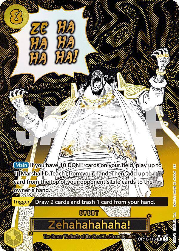 Bandai One Piece Card Game Zehahahahaha! (Alternate Art) card from The Time of Battle set featuring character artwork in vibrant colors.