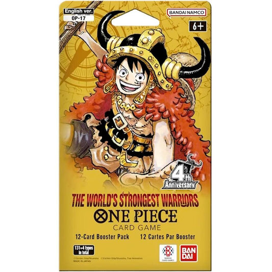 Bandai One Piece Card Game The World's Strongest Warriors sleeved booster pack featuring colorful character artwork and card designs