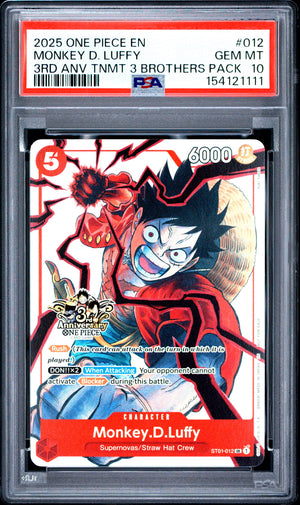 2025 ONE PIECE
MONKEY D. LUFFY
3RD ANV TNMT 3 BROTHERS PACK PSA 10