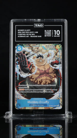 MONKEY.D.LUFFY
2025 ONE PIECE #OP11-058
CARRYING ON HIS WILL
ALTERNATE ART - TREASURE RARE TAG 10