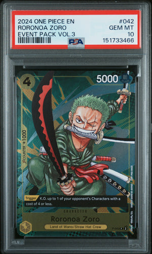 2024 ONE PIECE EN
RORONOA ZORO
EVENT PACK VOL.3 PSA 10
