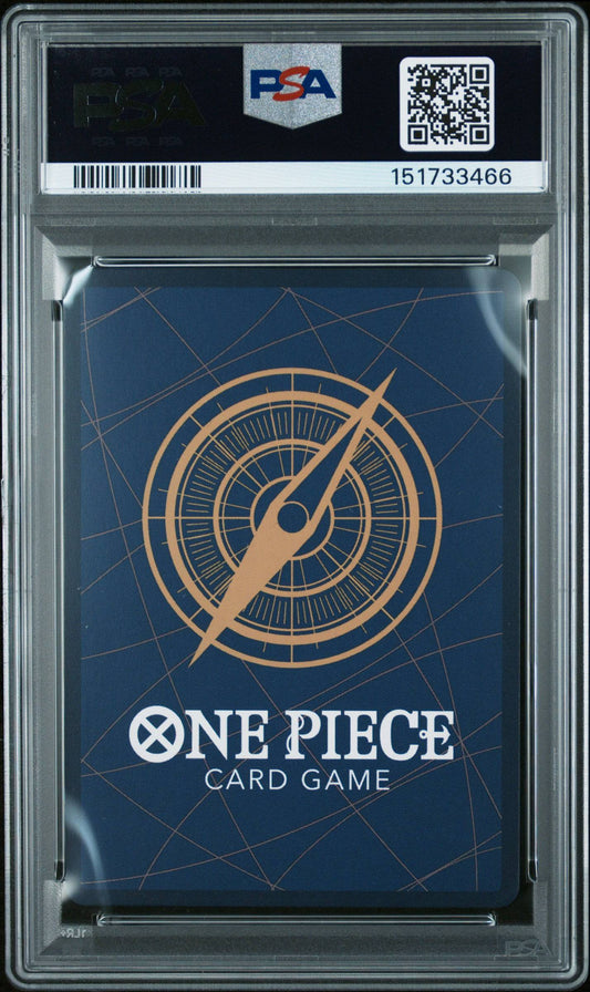 2024 One Piece Roronoa Zoro Event Pack Vol.3 PSA 10 single graded card by BlueGloveTCG featuring Zoro in action pose.