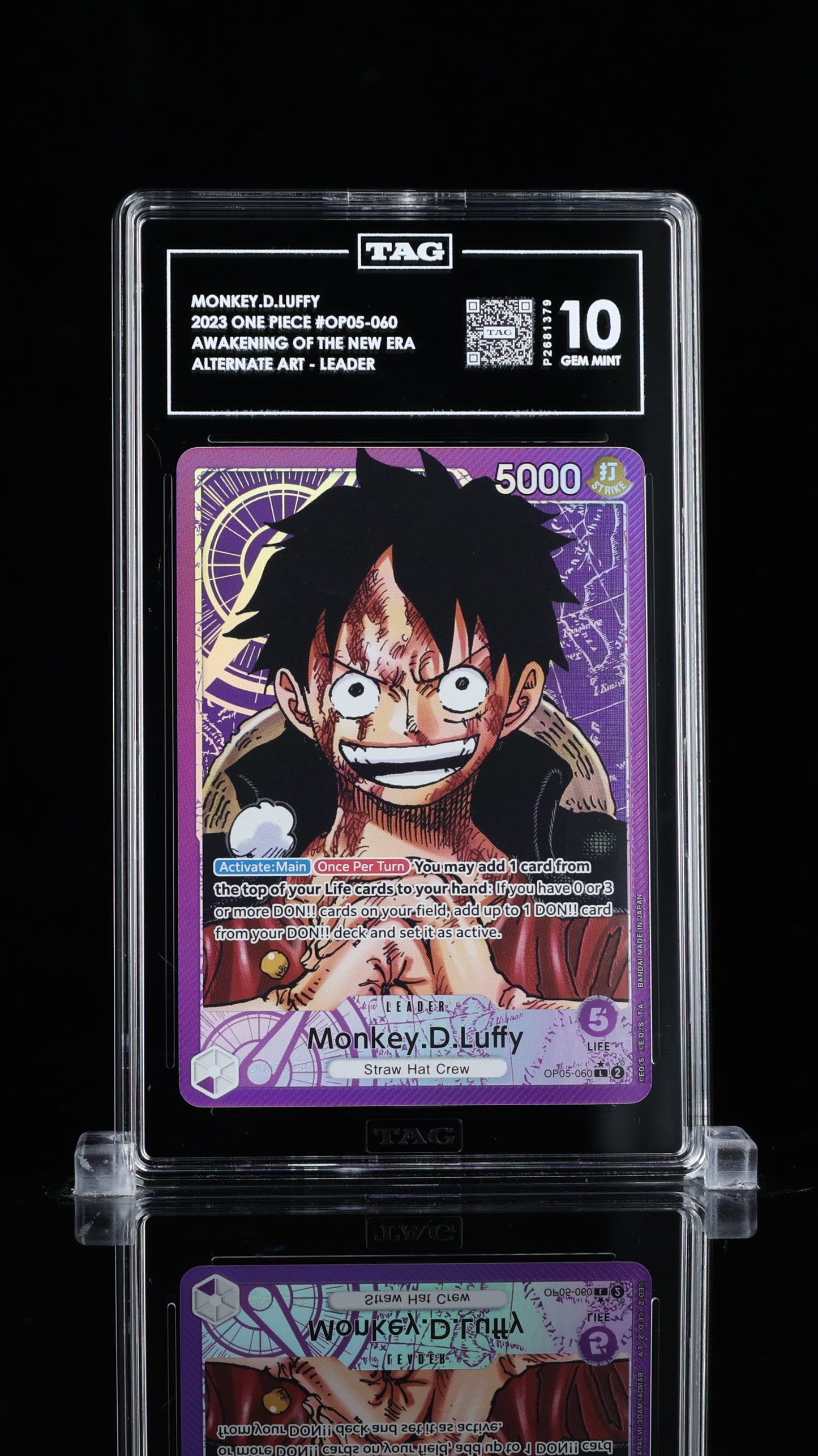 2023 ONE PIECE MONKEY.D.LUFFY OP05-060
AWAKENING OF THE NEW ERA
ALTERNATE ART TAG 10