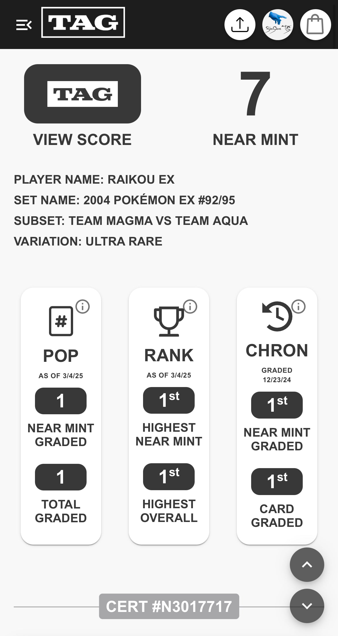 Raikou Ex TAG 7 “Pop” 1