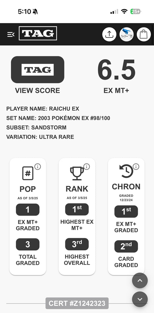 Raichu Ex TAG 6.5 “POP” 1