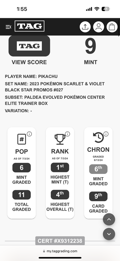 Pikachu S&V Promo #027 TAG 9