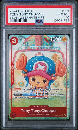 2024 ONE PIECE EB01-EXTRA BOOSTER -MEMORIAL COLLECTION- #006 TONY TONY CHOPPER ALTERNATE ART PSA 10