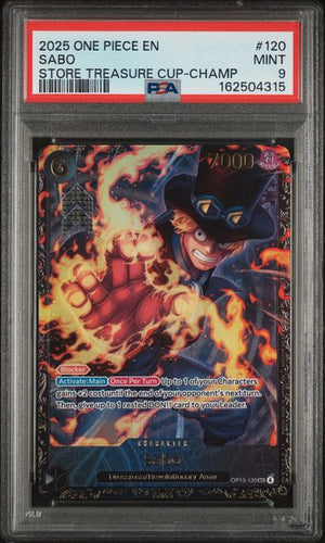 2025 ONE PIECE PROMOS #120 SABO STORE TREASURE CUP-CHAMP PSA 9