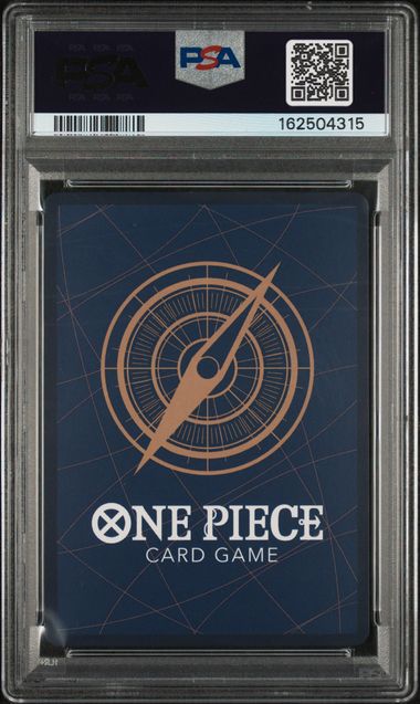 2025 One Piece promos Sabo Treasure Cup-Champ trading card in PSA 9 case, featuring colorful artwork and collectible details.